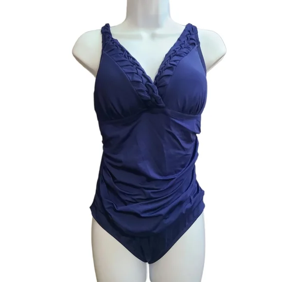 HILOR one piece ruched swimsuit 14 - Picture 2 of 9